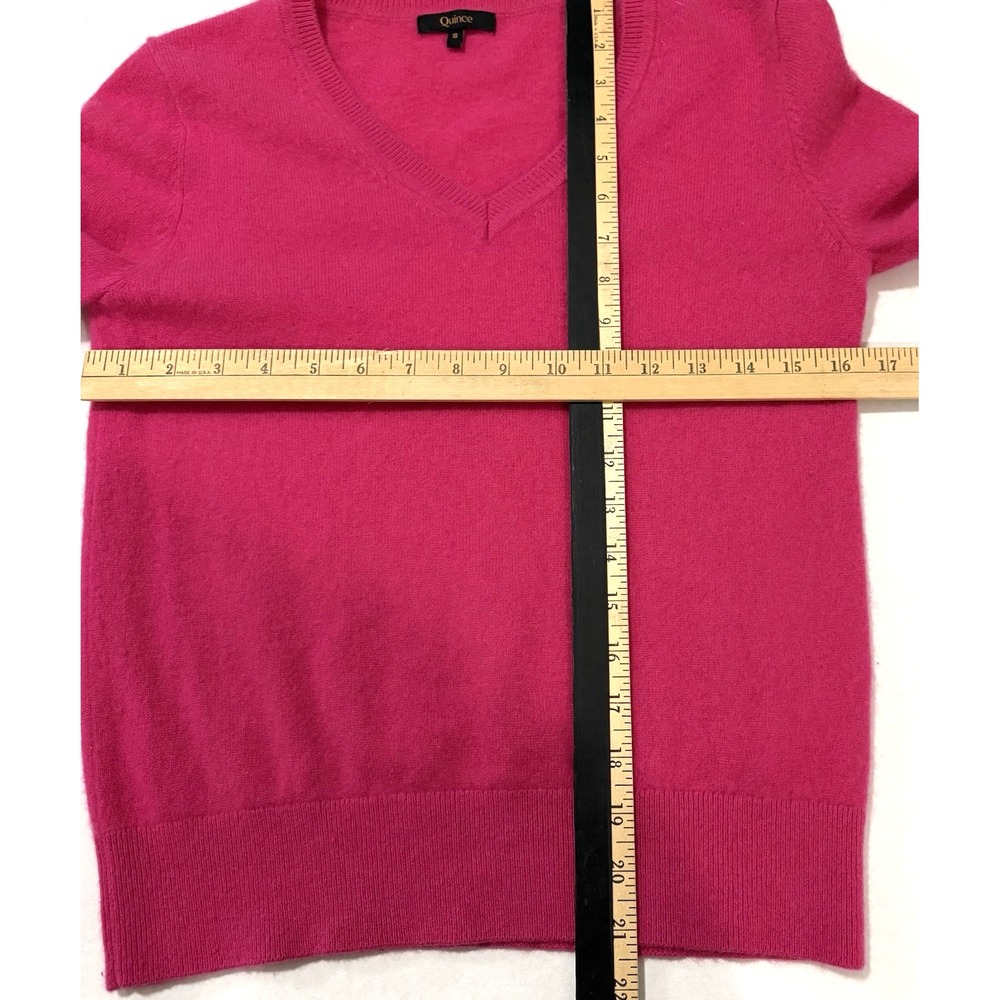 Quince Mongolian Cashmere Sweater Women's S Raspberry Pink V Neck Long Sleeve - Picture 6 of 7